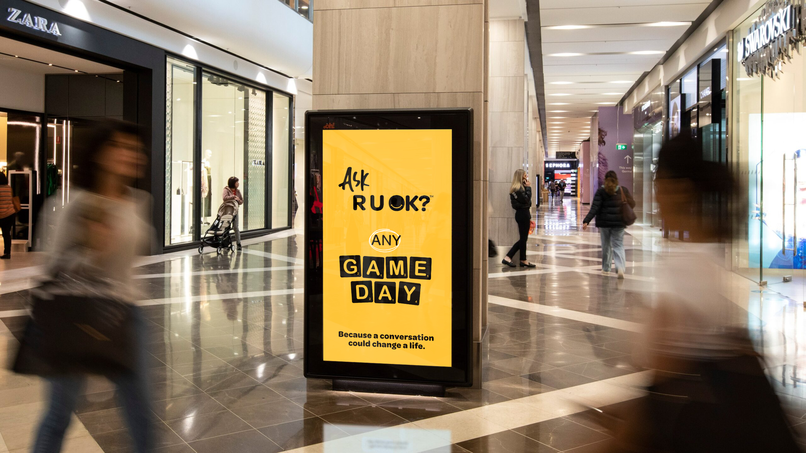 Any Game Day digital 6-sheet in a shopping centre