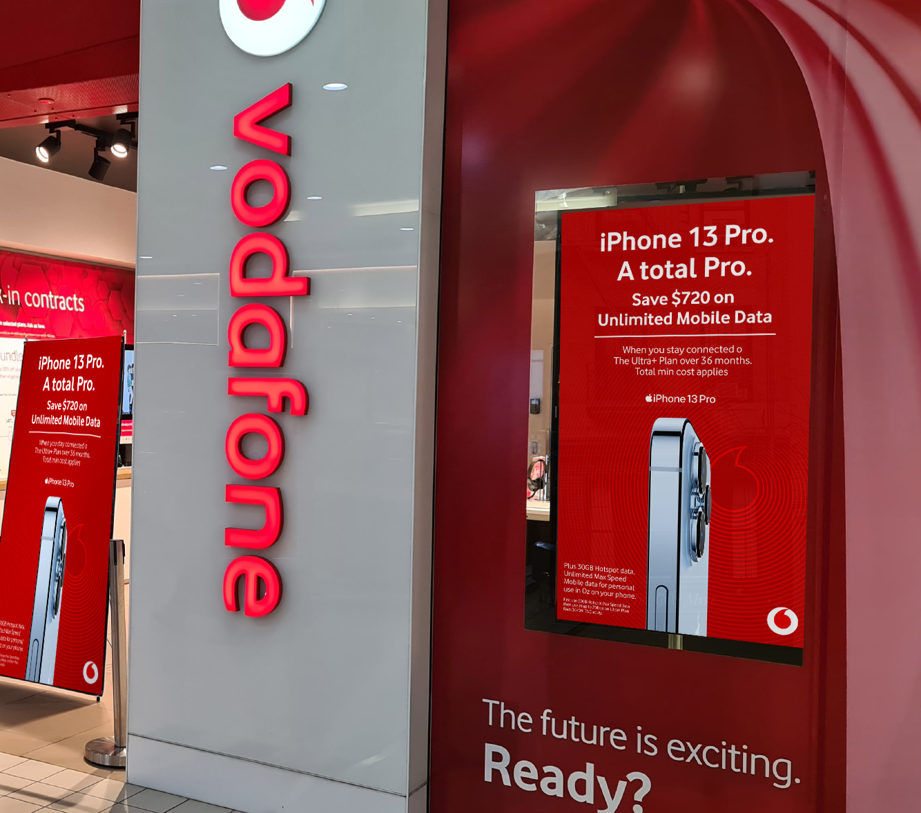 Vodafone digital out-of-home screen in store